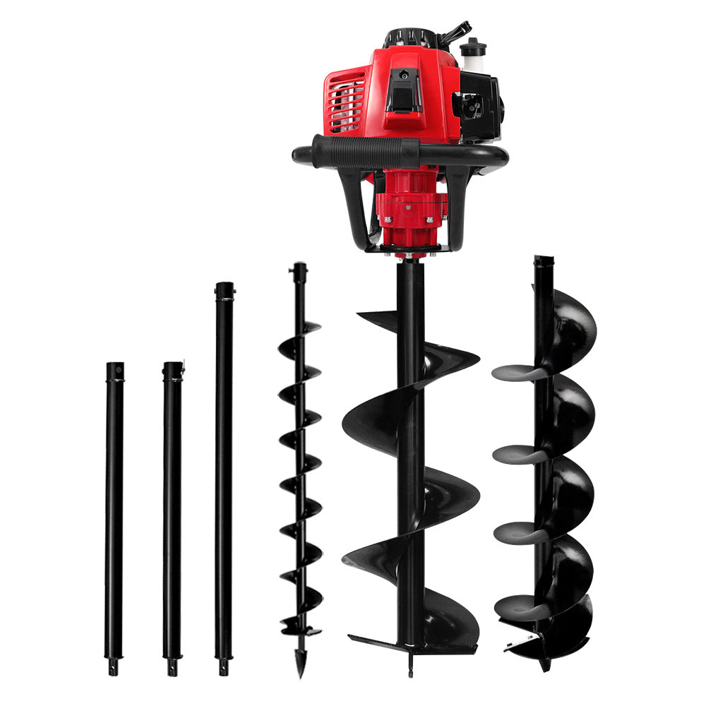 Outdoor Power Equipment: Giantz Post Hole Digger Petrol Motor Drill Extension Auger Bits Kits