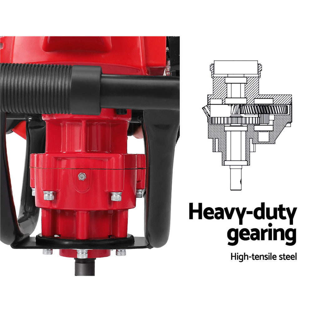 Outdoor Power Equipment: Giantz Post Hole Digger Petrol Motor Drill Extension Auger Bits Kits