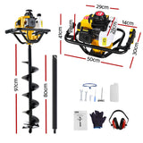 Outdoor Power Equipment: Giantz Post Hole Digger 200mm Petrol Drill Auger Extension Bits