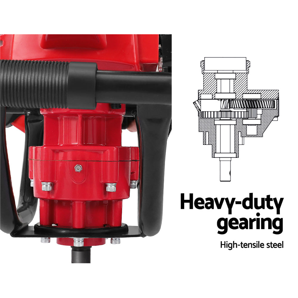 Outdoor Power Equipment: Giantz Post Hole Digger Motor Only Engine Petrol Red