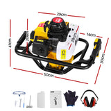 Outdoor Power Equipment: Giantz Post Hole Digger Motor Only Petrol Engine Yellow