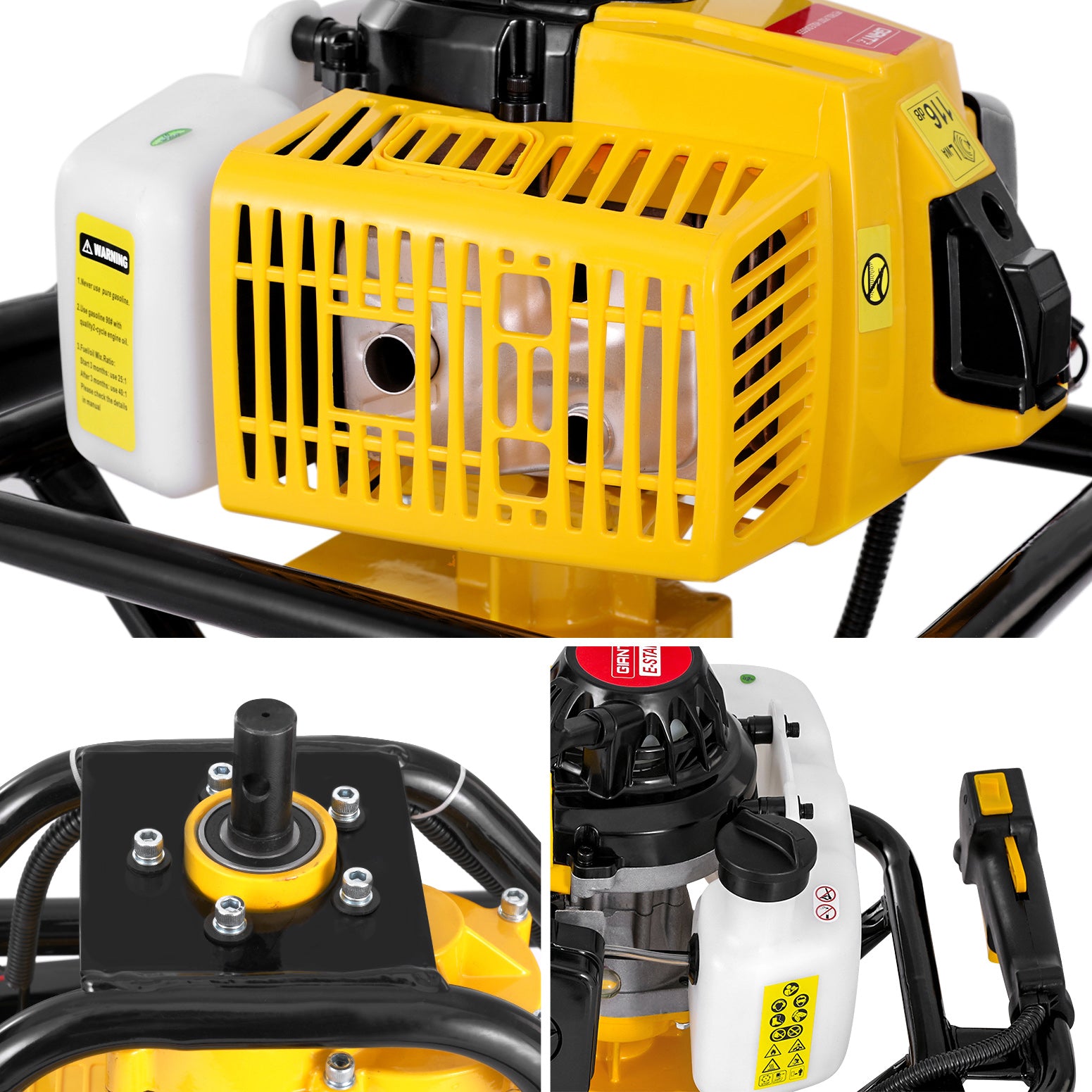 Outdoor Power Equipment: Giantz Post Hole Digger Motor Only Petrol Engine Yellow