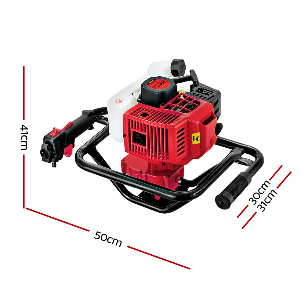 Outdoor Power Equipment: Giantz Post Hole Digger Motor Only Petrol Engine Red