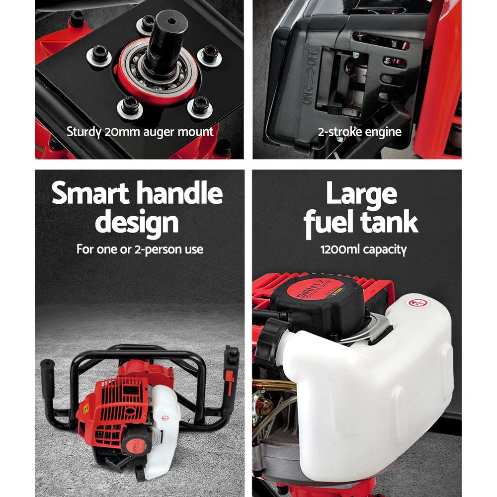 Outdoor Power Equipment: Giantz Post Hole Digger Motor Only Petrol Engine Red