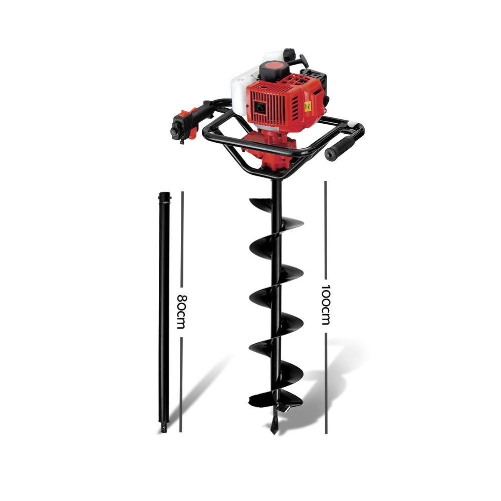 Outdoor Power Equipment: Giantz Post Hole Digger 200mm Petrol Drill Extension Bits Auger