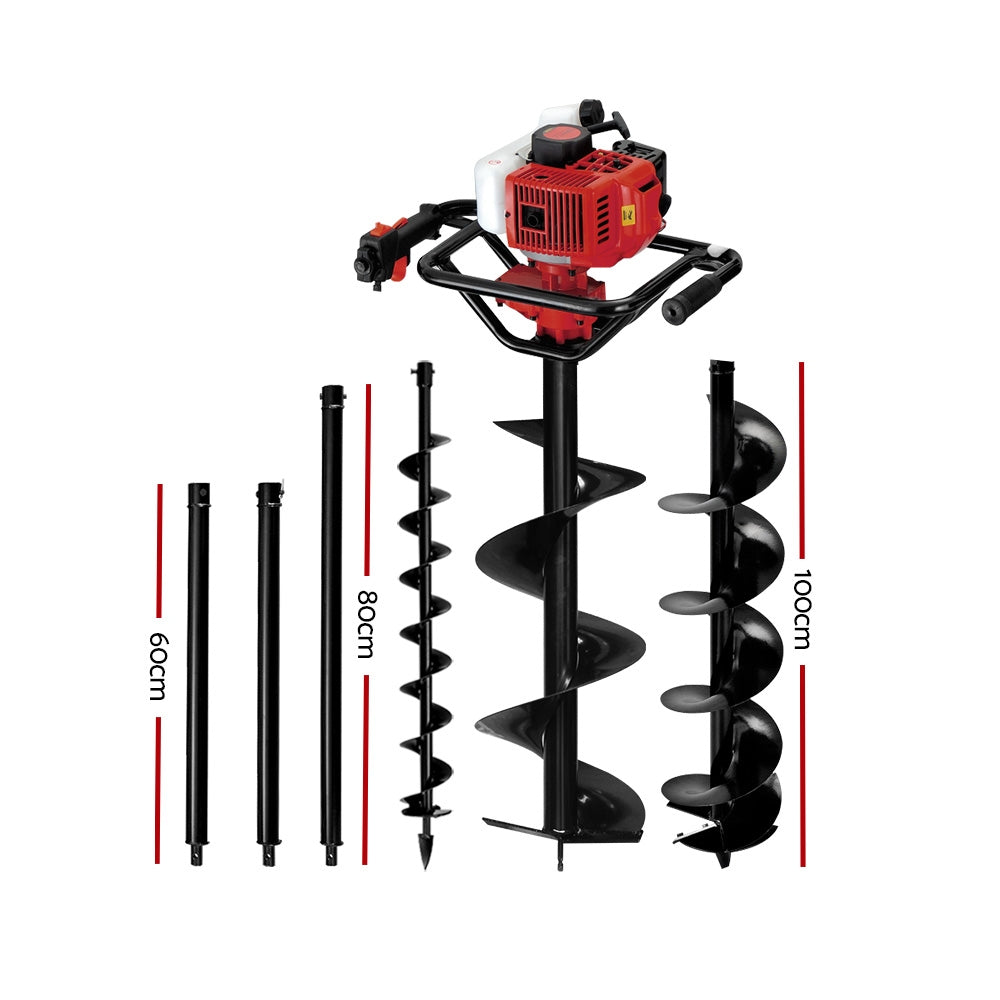 Outdoor Power Equipment: Giantz Post Hole Diggers Petrol Digger Extension Auger Bits