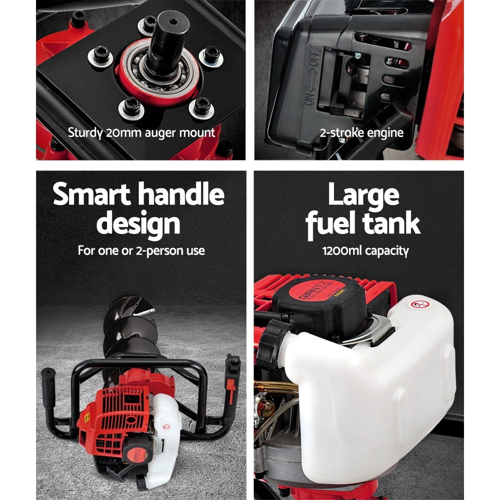 Outdoor Power Equipment: Giantz Post Hole Diggers Petrol Digger Extension Auger Bits
