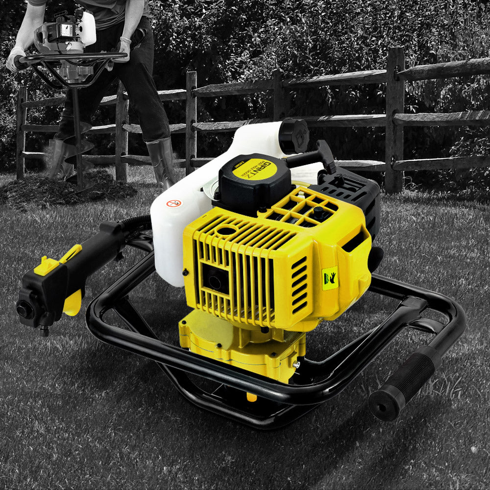 Outdoor Power Equipment: Giantz Post Hole Digger Motor Only Petrol Engine Yellow