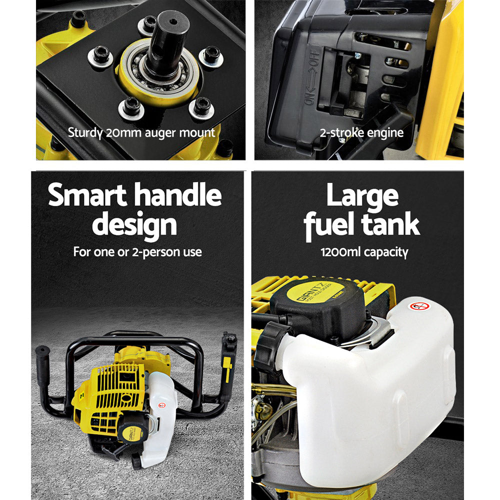 Outdoor Power Equipment: Giantz Post Hole Digger Motor Only Petrol Engine Yellow