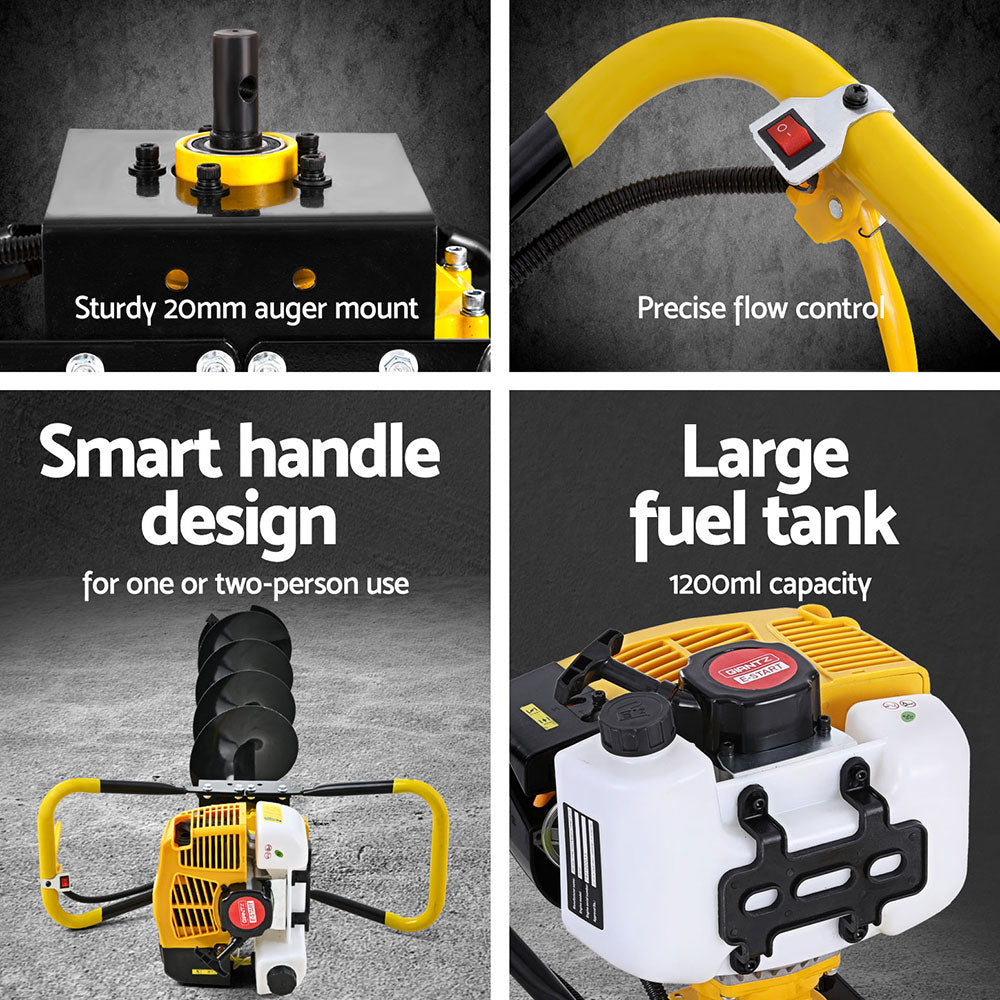 Drill & Screwdriver Accessories: Giantz 74CC Post Hole Digger 200mm Petrol Drill Auger Extension Bits