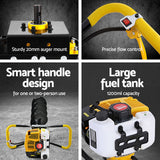Drill & Screwdriver Accessories: Giantz 74CC Post Hole Digger 200mm Petrol Drill Auger Extension Bits