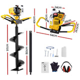 Drill & Screwdriver Accessories: Giantz 74CC Post Hole Digger 300mm Petrol Drill Auger Extension Bits