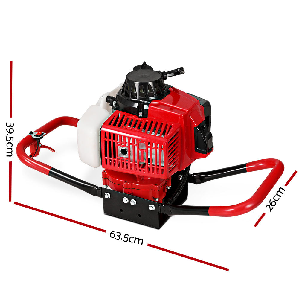 Outdoor Power Equipment: Giantz Petrol Post Hole Digger Motor Only Engine Red