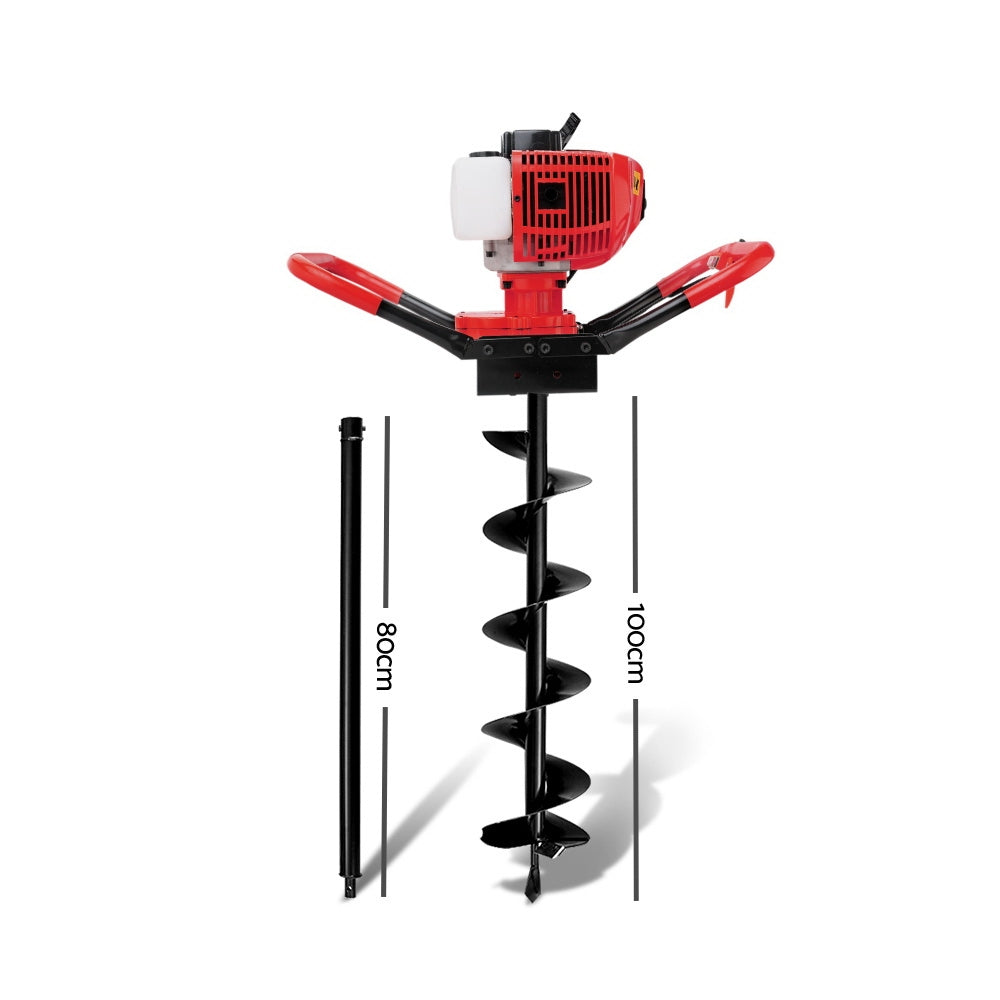 Outdoor Power Equipment: Giantz Post Hole Digger 200mm Petrol Drill Extension Bits Auger