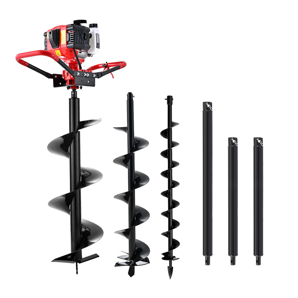 Drill & Screwdriver Accessories: Giantz Post Hole Digger Petrol Motor Drill Extension Auger Bits Kits