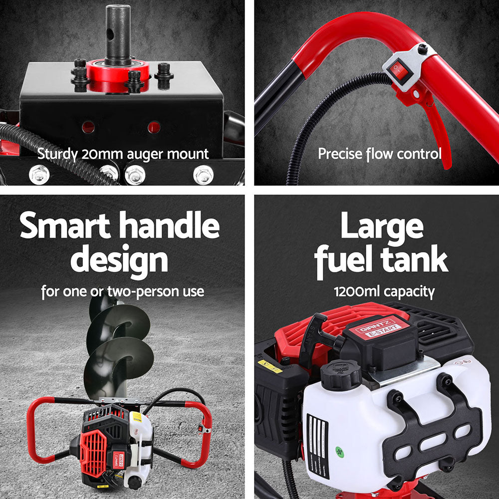 Drill & Screwdriver Accessories: Giantz Post Hole Digger Petrol Motor Drill Extension Auger Bits Kits