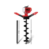 Outdoor Power Equipment: Giantz 66CC Post Hole Digger 200mm Petrol Drill Extension Auger Bits