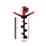 Outdoor Power Equipment: Giantz 66CC Post Hole Digger 300mm Petrol Drill Extension Auger Bits