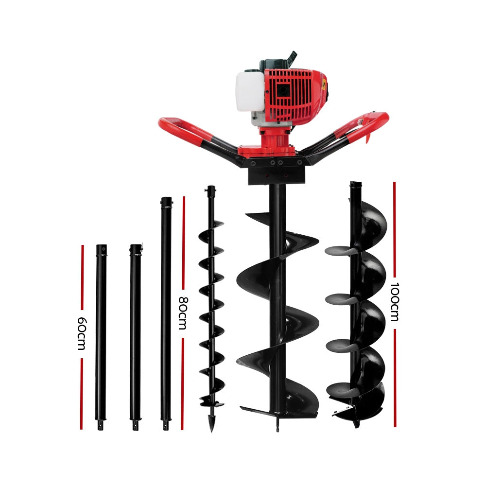 Drill & Screwdriver Accessories: Giantz 66CC Petrol Post Hole Digger Drill Extension Auger Bits