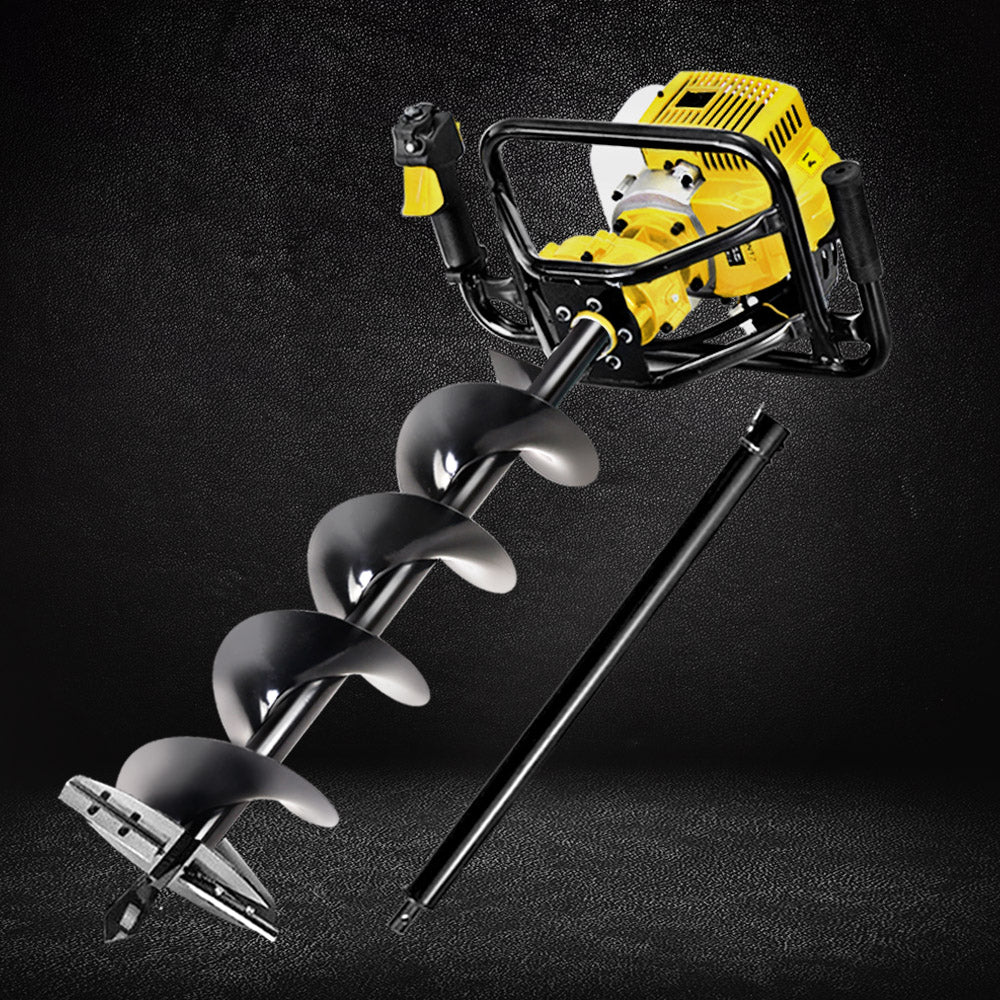 Outdoor Power Equipment: Giantz Post Hole Digger 200mm Petrol Drill Auger Extension Bits