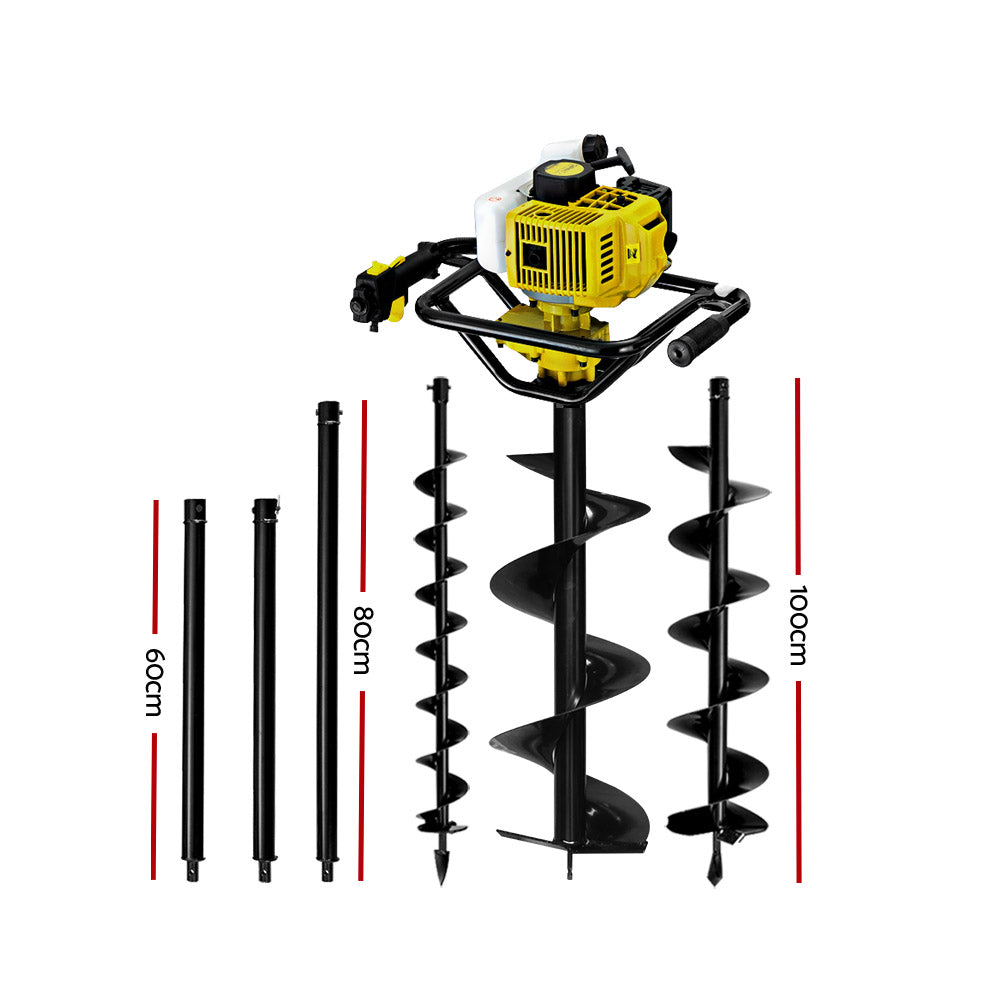 Outdoor Power Equipment: Giantz Post Hole Digger Petrol Drill Auger Extension Bits