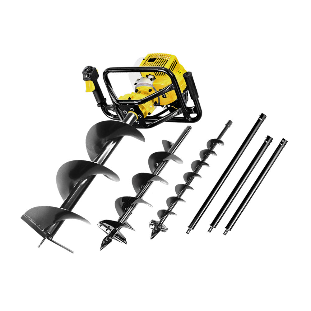 Outdoor Power Equipment: Giantz Post Hole Digger Petrol Drill Auger Extension Bits
