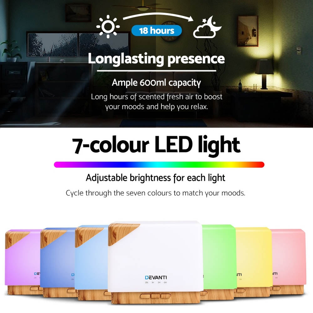 Aroma Diffusers: Devanti Aroma Diffuser Aromatherapy Humidifier 600ml