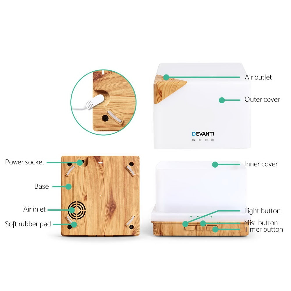 Aroma Diffusers: Devanti Aroma Diffuser Aromatherapy Humidifier 600ml