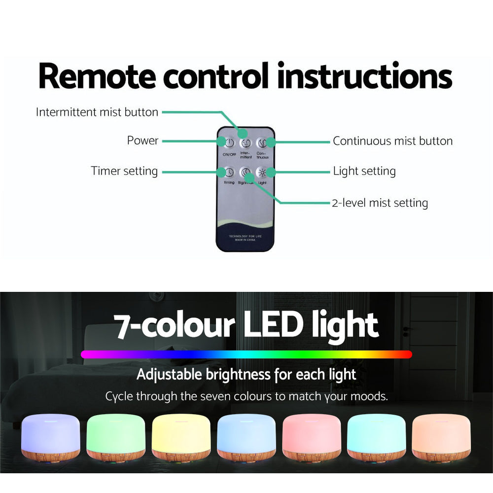 Aroma Diffusers: Devanti Aroma Diffuser Aromatherapy Humidifier 500ml