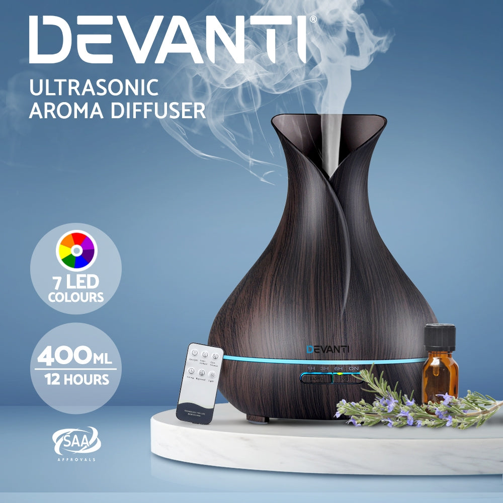 Aroma Diffusers: Devanti Aroma Diffuser Aromatherapy Dark Wood 400ml