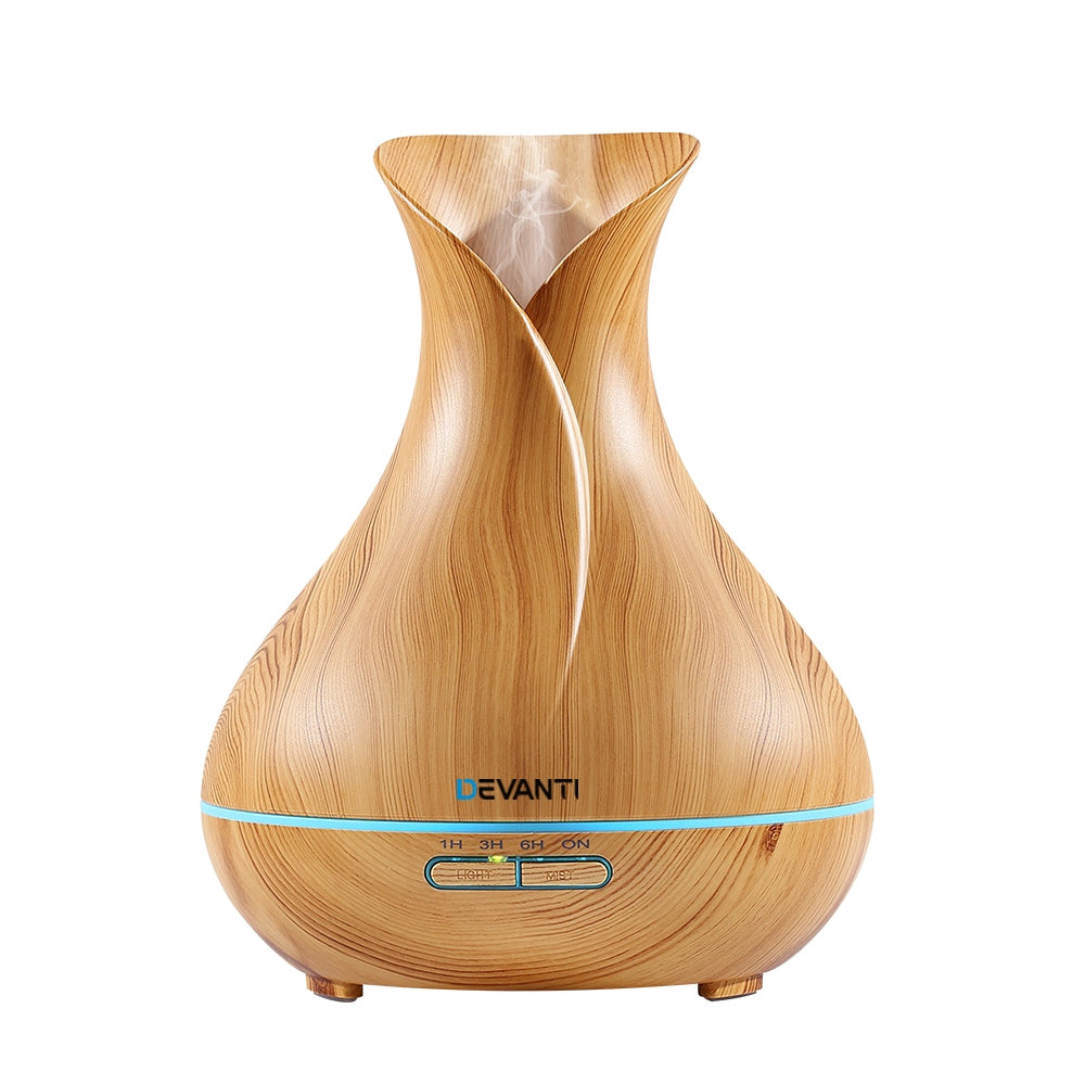 Aroma Diffusers: Devanti Aroma Diffuser Aromatherapy Light Wood 400ml