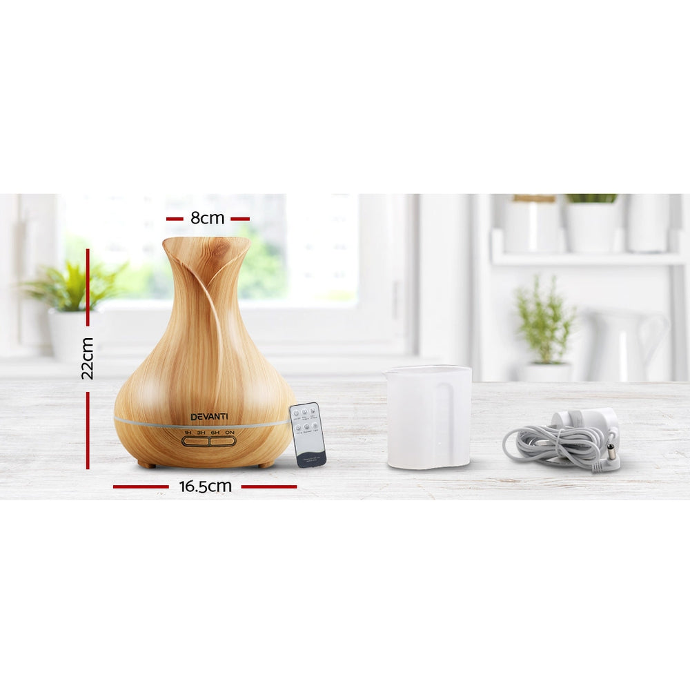 Aroma Diffusers: Devanti Aroma Diffuser Aromatherapy Light Wood 400ml
