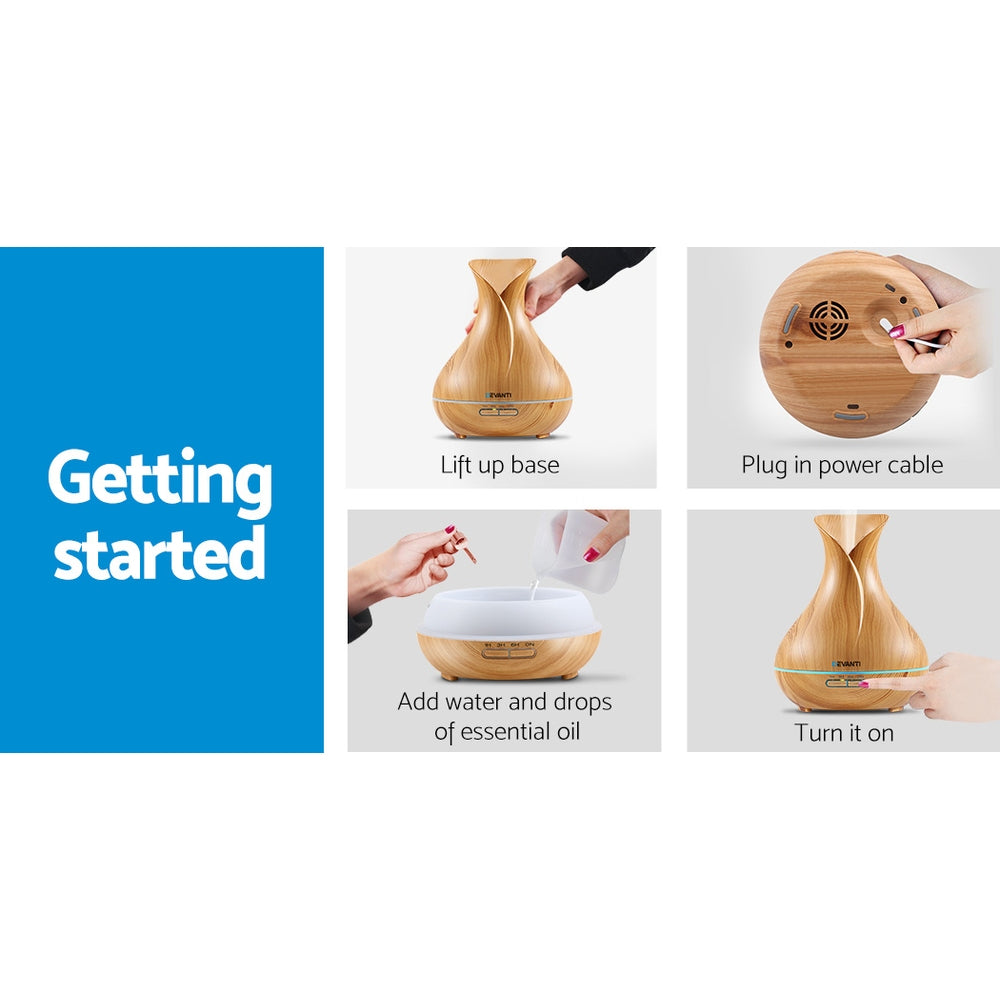 Aroma Diffusers: Devanti Aroma Diffuser Aromatherapy Light Wood 400ml