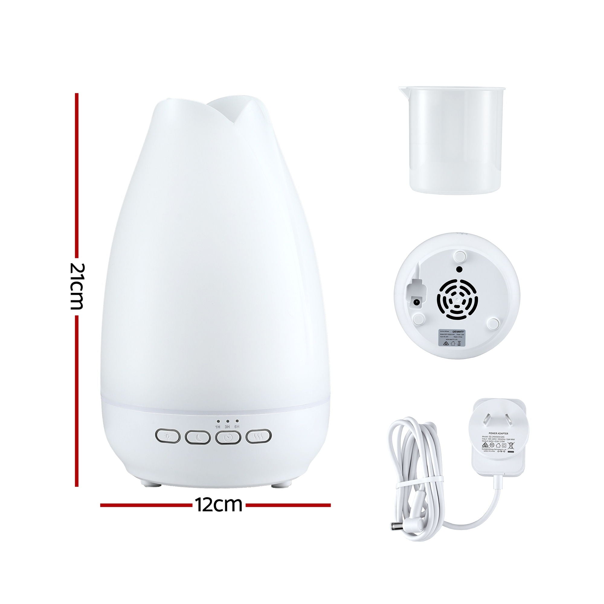 Aroma Diffusers: Devanti Ultrasonic Essential Oil Aroma Diffuser Aromatherapy Cool Mist Humidifier w/ LED Light 300ml