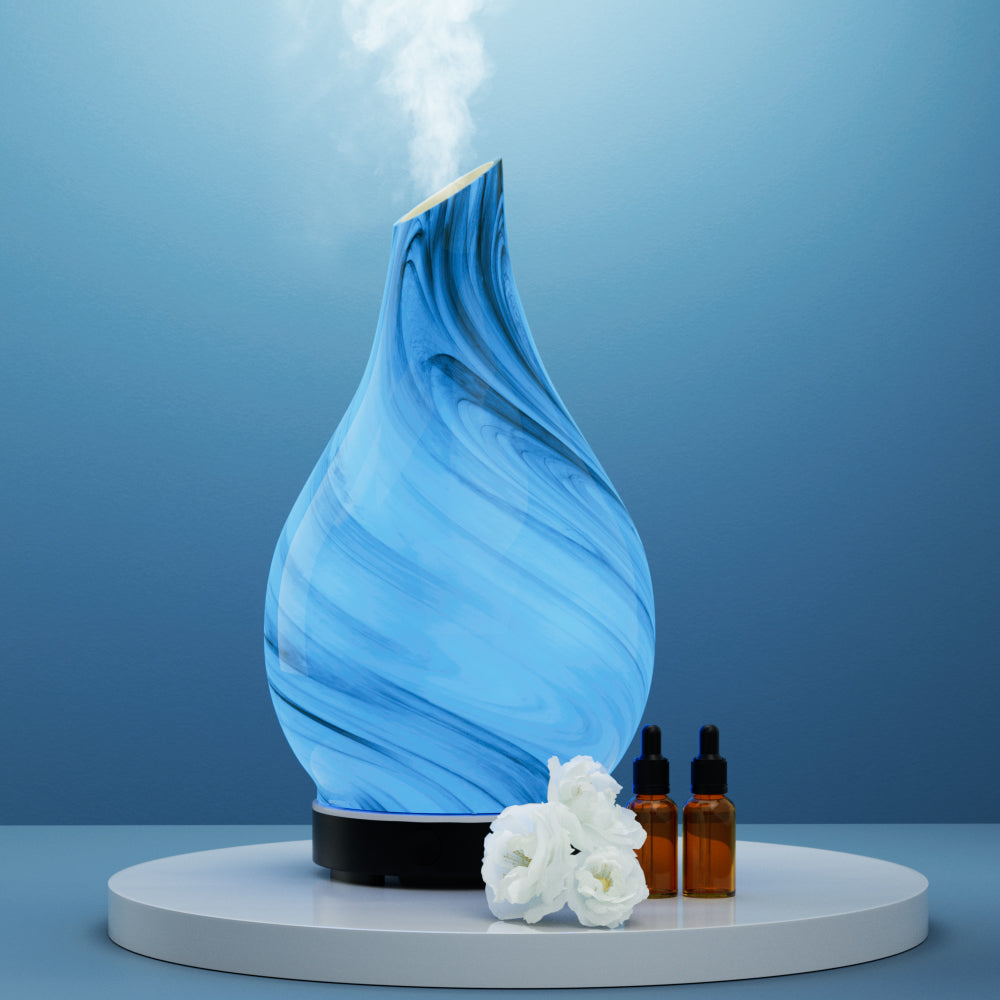 Aroma Diffusers: Devanti Aromatherapy Aroma Diffuser Essential Oil Humidifier LED Glass Marble