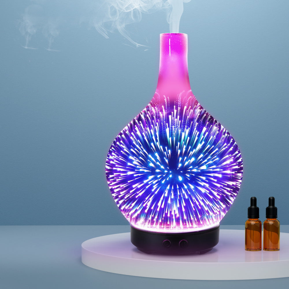 Aroma Diffusers: Devanti Ultrasonic Aroma Aromatherapy Diffuser 3D Light Oil Firework Humidifier