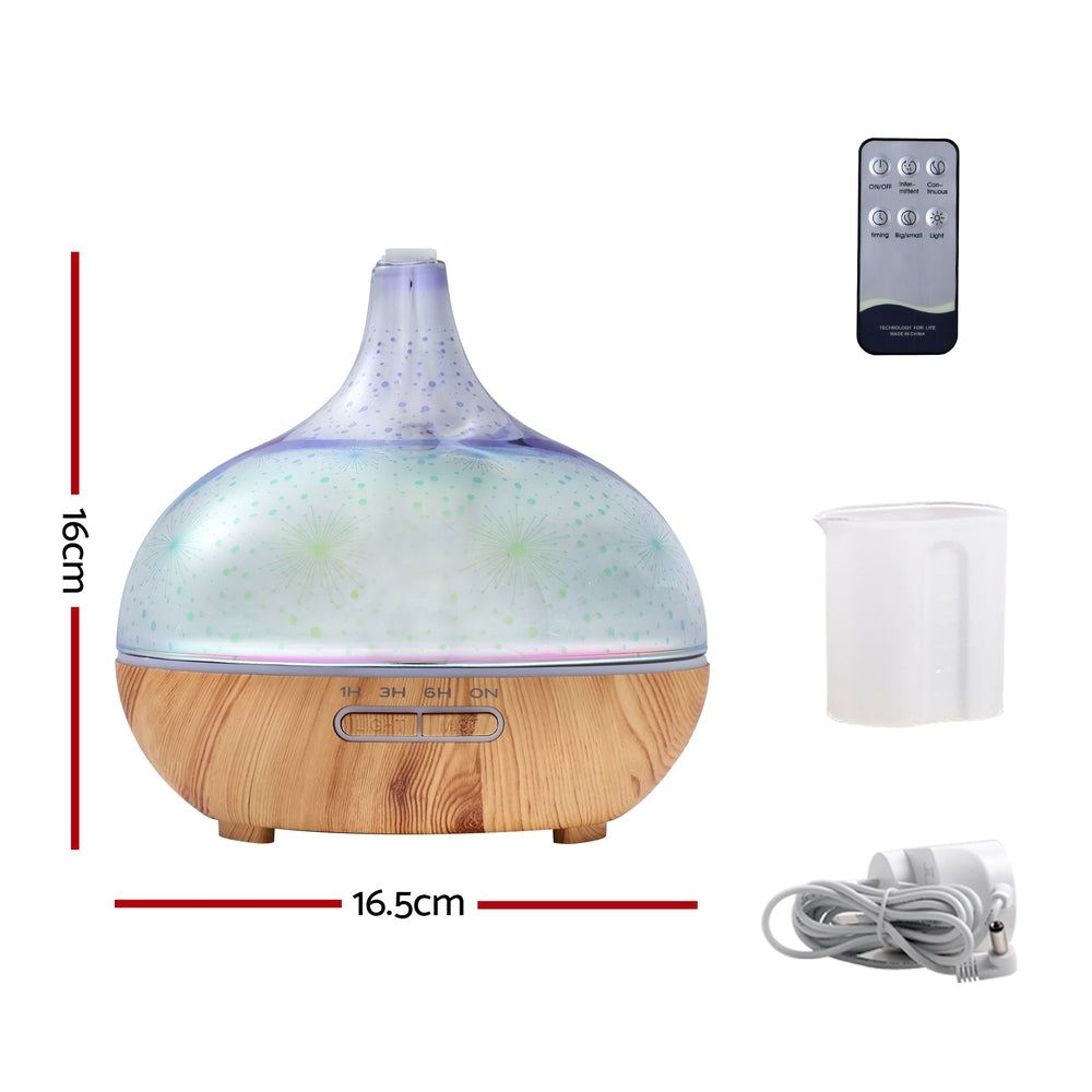 Aroma Diffusers: Devanti Aroma Diffuser Aromatherapy 3D Glass 400ml