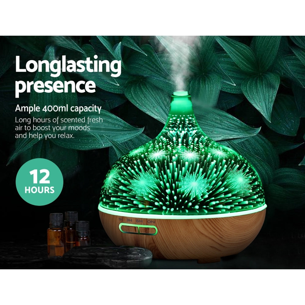 Aroma Diffusers: Devanti Aroma Diffuser Aromatherapy 3D Glass 400ml