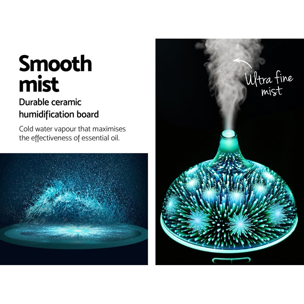 Aroma Diffusers: Devanti Aroma Diffuser Aromatherapy 3D Glass 400ml
