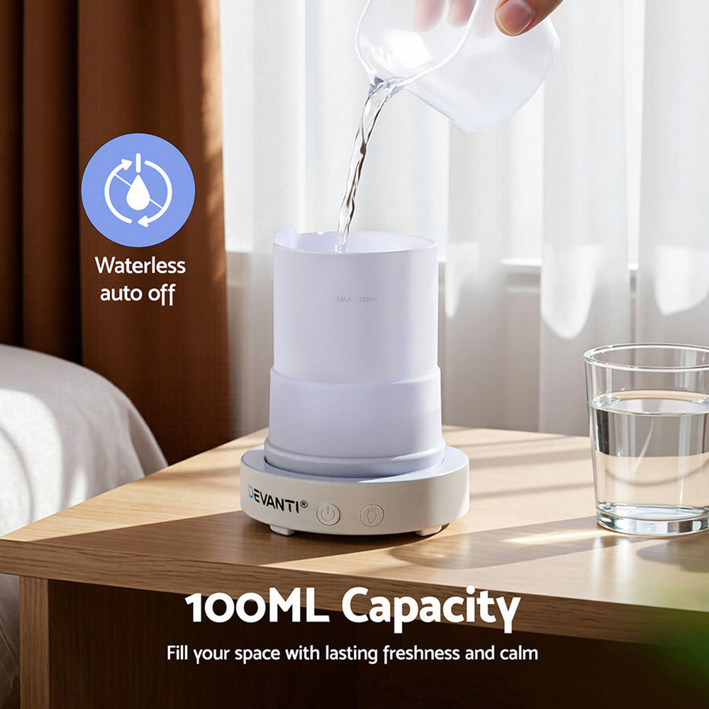 Devanti Ultrasonic Aroma Diffuser Aromatherapy 100ml LED Lights Iron Humidifier Forest