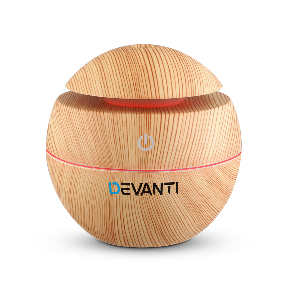 Aroma Diffusers: Devanti Aroma Diffuser Aromatherapy Light Wood 130ml