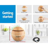 Aroma Diffusers: Devanti Aroma Diffuser Aromatherapy Light Wood 130ml