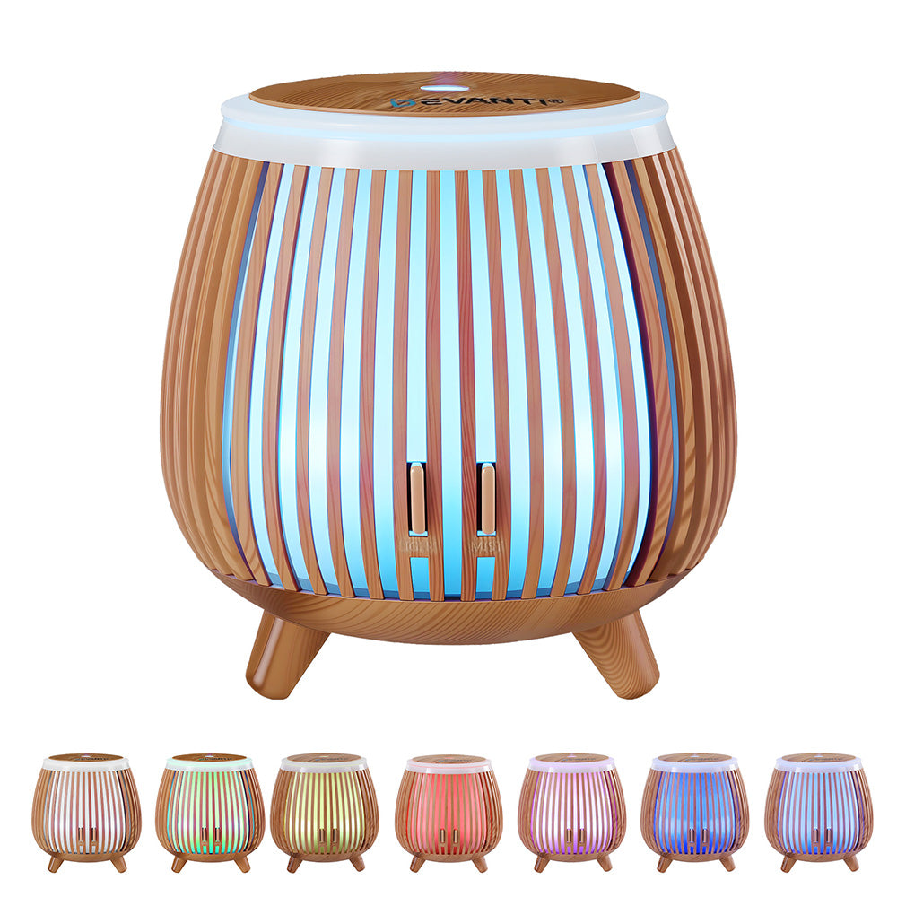 Aroma Diffusers: Devanti Ultrasonic Aroma Diffuser Aromatherapy 140ml LED Lights Iron Humidifier Forest Deep Wood