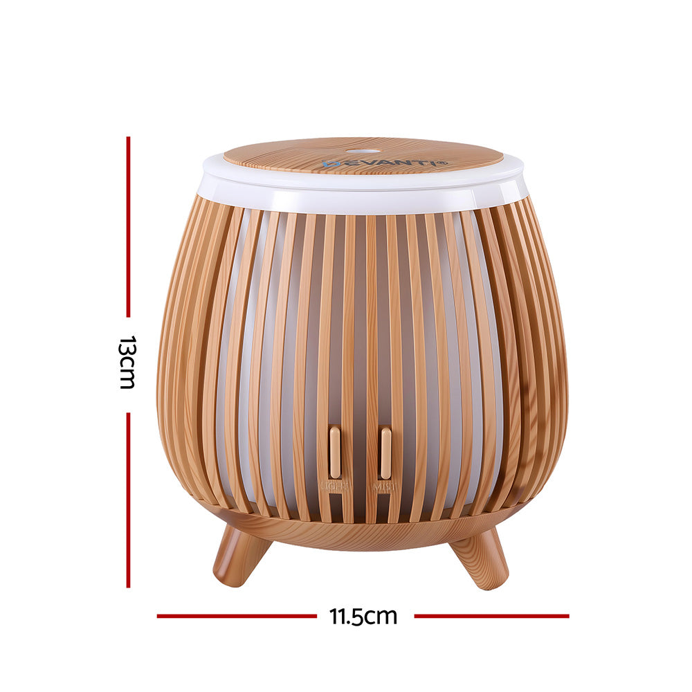 Aroma Diffusers: Devanti Ultrasonic Aroma Diffuser Aromatherapy 140ml LED Lights Iron Humidifier Forest Deep Wood