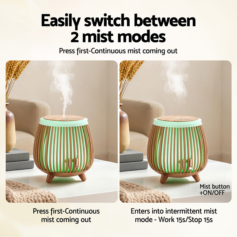 Aroma Diffusers: Devanti Ultrasonic Aroma Diffuser Aromatherapy 140ml LED Lights Iron Humidifier Forest Deep Wood