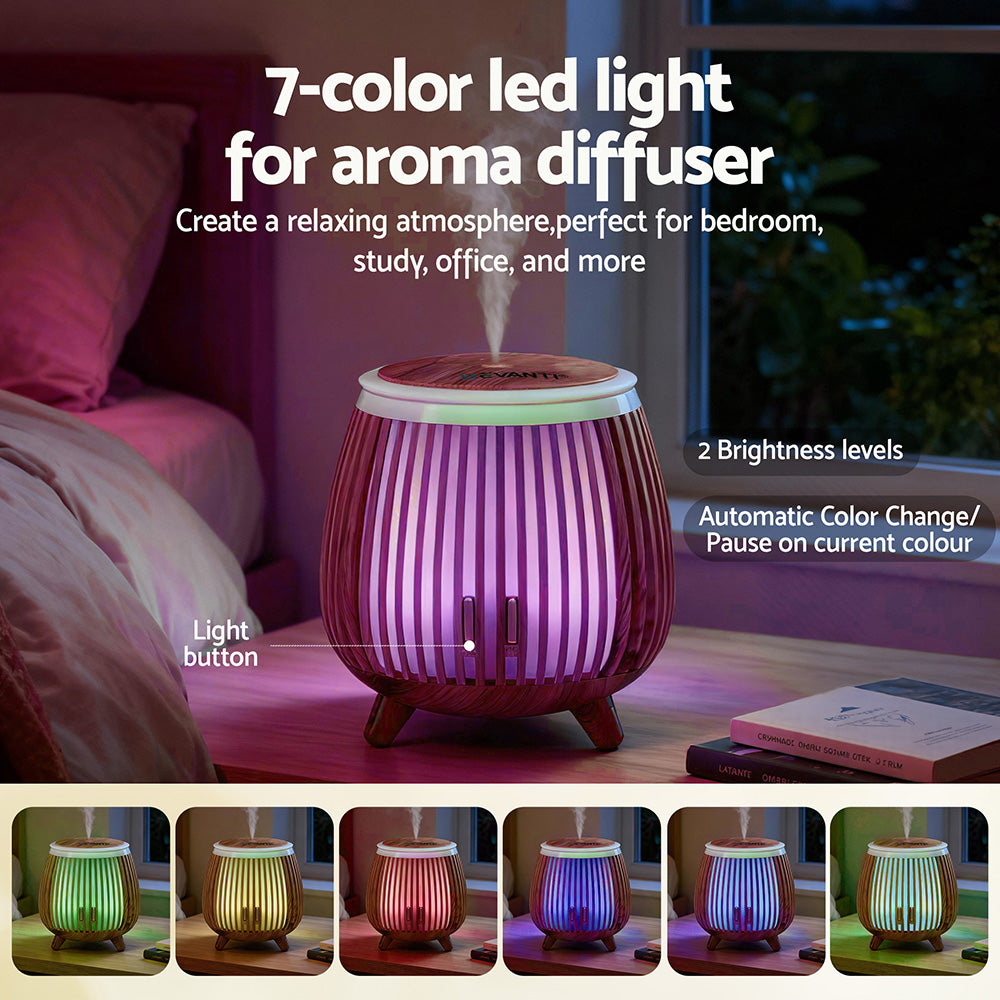 Aroma Diffusers: Devanti Ultrasonic Aroma Diffuser Aromatherapy 140ml LED Lights Iron Humidifier Forest Deep Wood