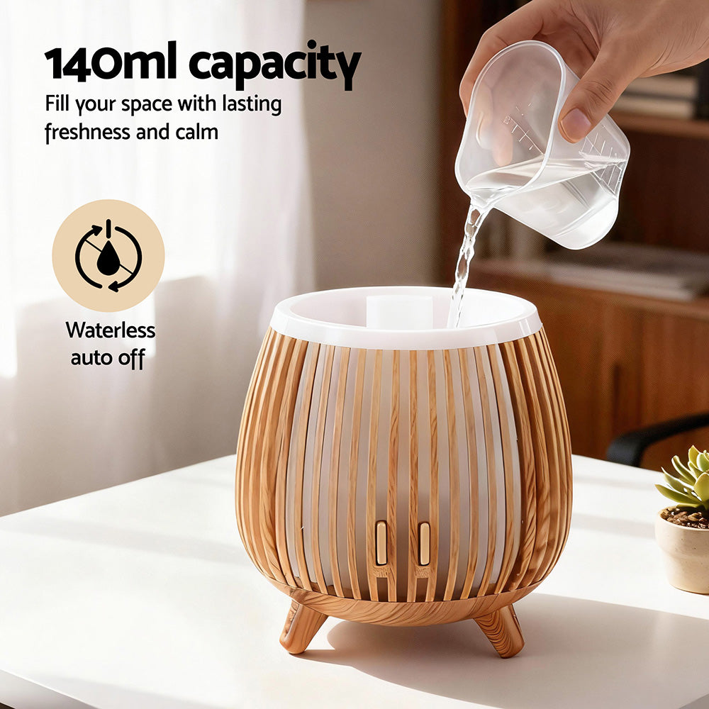 Aroma Diffusers: Devanti Ultrasonic Aroma Diffuser Aromatherapy 140ml LED Lights Iron Humidifier Forest Deep Wood