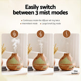 Aroma Diffusers: Devanti Ultrasonic Aroma Diffuser Aromatherapy 400ml LED Lights Iron Humidifier Forest Light wood grain