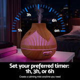Aroma Diffusers: Devanti Ultrasonic Aroma Diffuser Aromatherapy 400ml LED Lights Iron Humidifier Forest Light wood grain