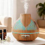 Aroma Diffusers: Devanti Ultrasonic Aroma Diffuser Aromatherapy 400ml LED Lights Iron Humidifier Forest Light wood grain